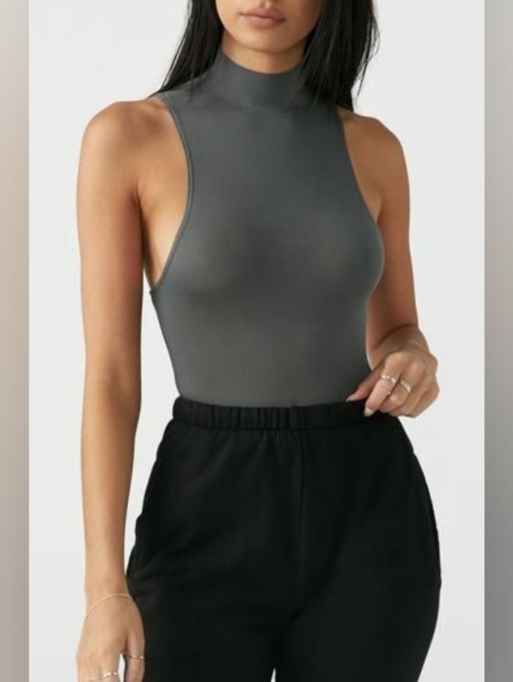 Joah Brown Charcoal Mock Neck Sleeveless Tank | XS/S - Picture 3 of 6
